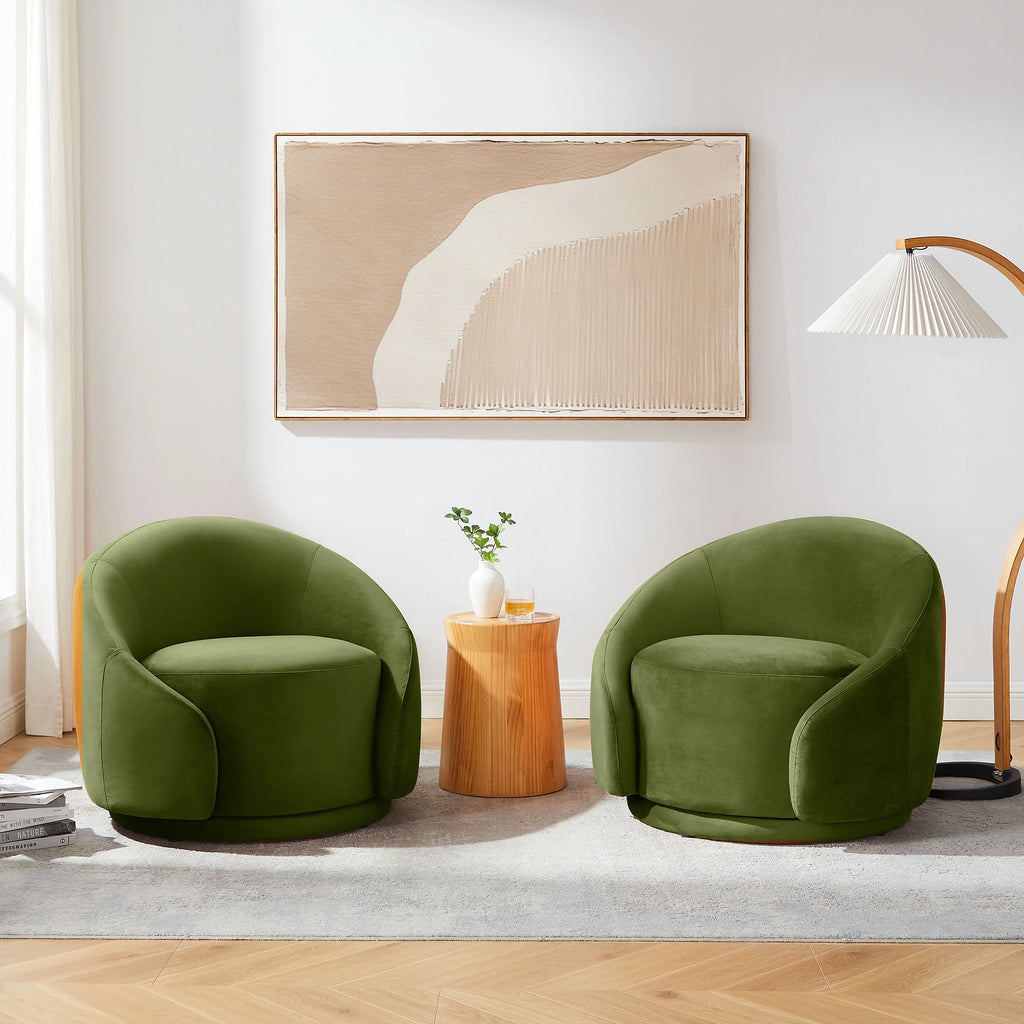 Green Velvet Swivel Barrel Chair M140590