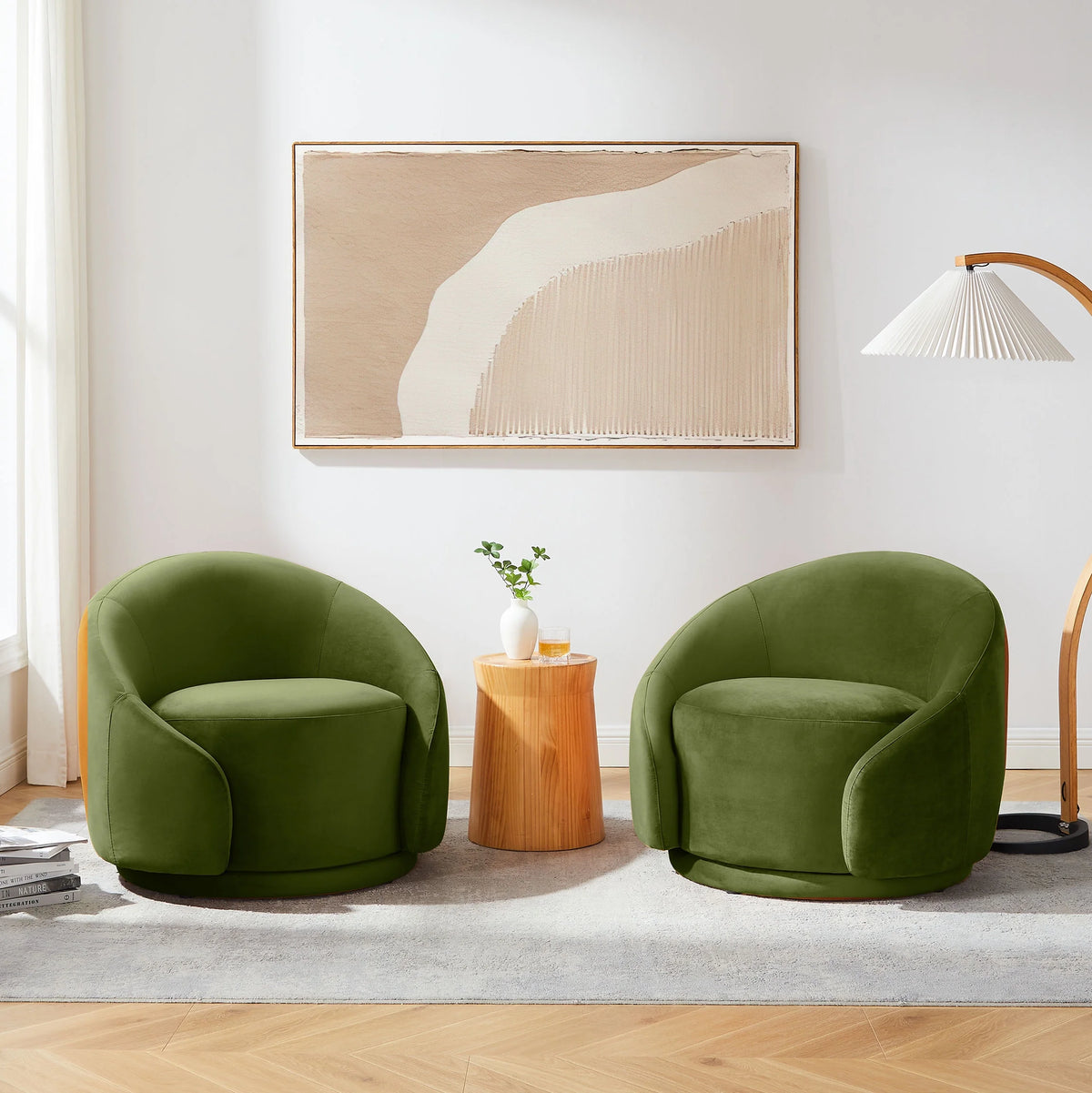 Green Velvet Swivel Barrel Chair M140590