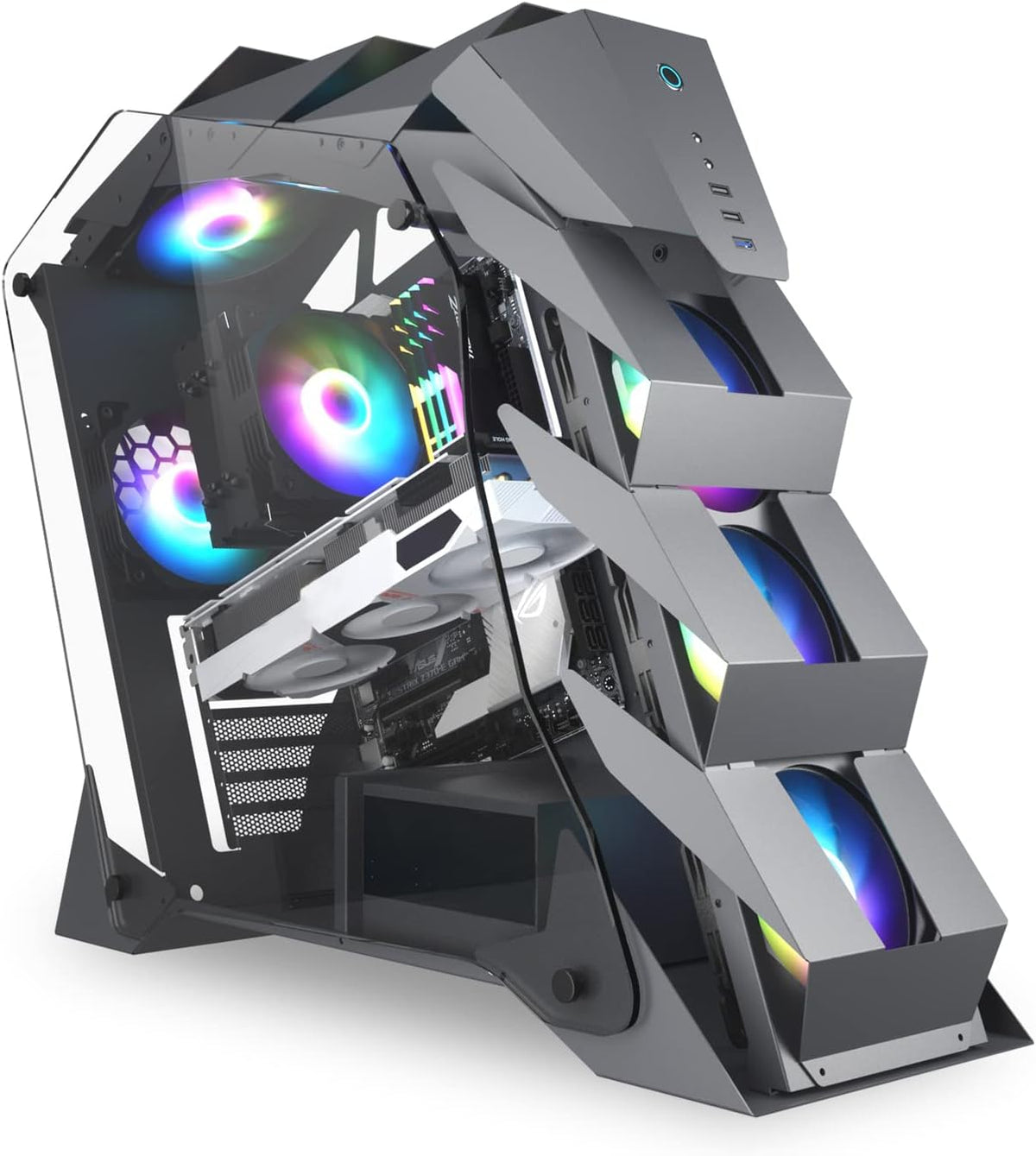 Black M-ATX Mid-Tower PC Gaming Case with 200mm RGB Fan W111200