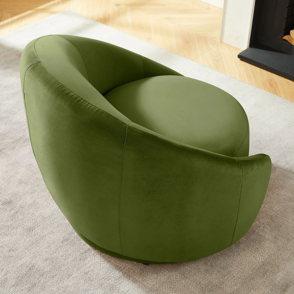 Green Velvet Swivel Barrel Chair M140590