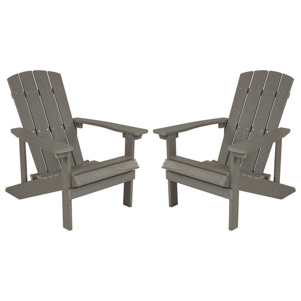 Set of 2 Gray All-Weather Poly Resin Adirondack Chairs G190461