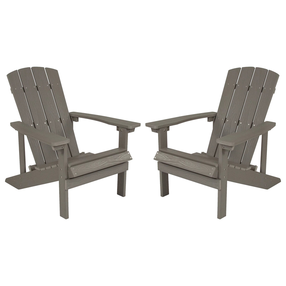 Set of 2 Gray All-Weather Poly Resin Adirondack Chairs G190461
