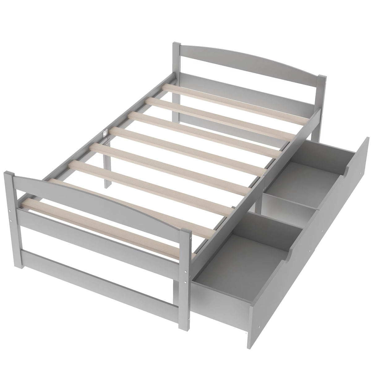 Twin Size Platform Bed with Two Drawers Gray S538372