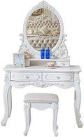 Solid Carved Dressing Vanity Table with Stool O81854
