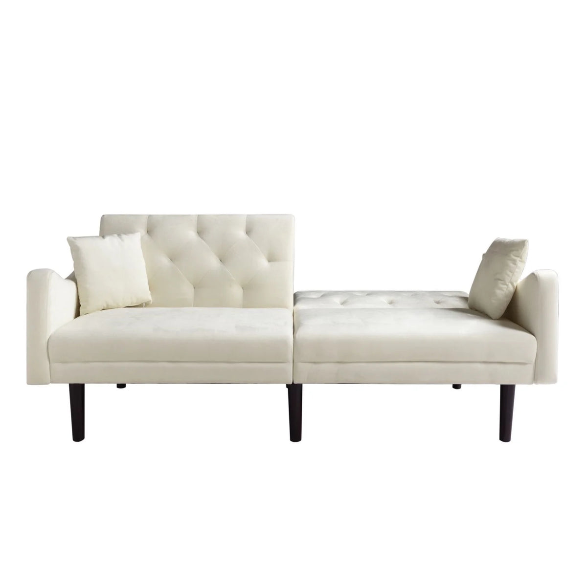 Beige Velvet Futon Sofa Bed with Pillows U82920