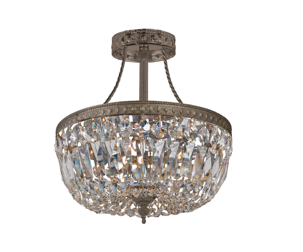 3 Light Clear Spectra Brass Ceiling Mount P893