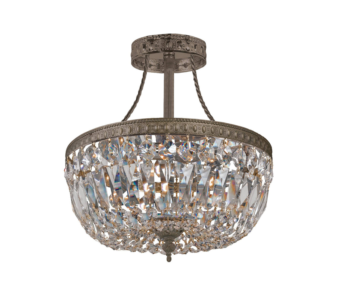 3 Light Clear Spectra Brass Ceiling Mount P893