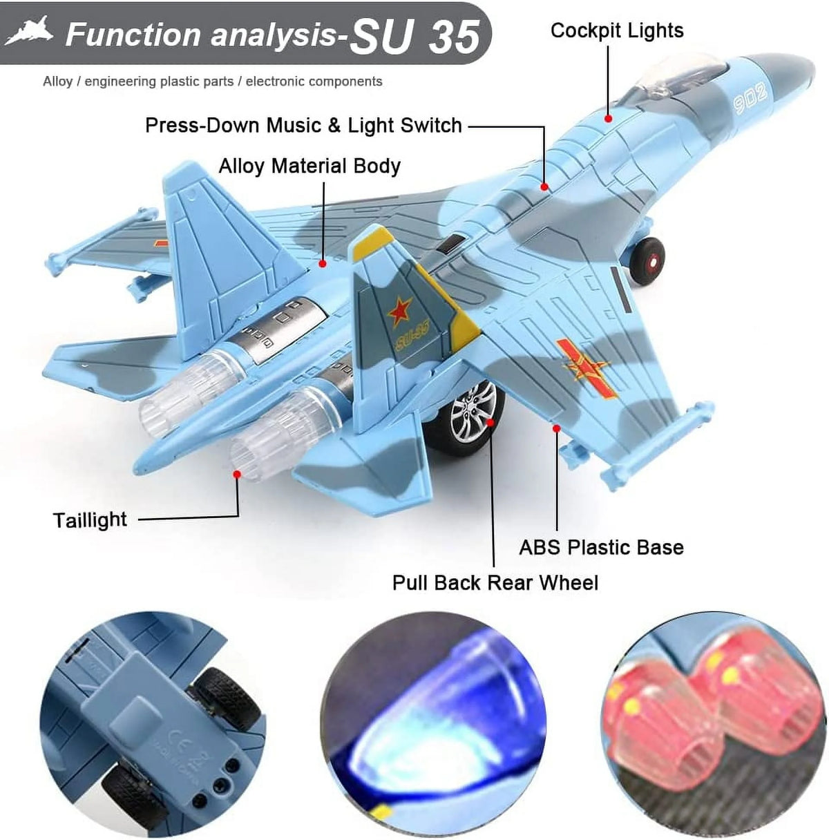 2 Pack Diecast Airplane Toy with Light & Sound X83526
