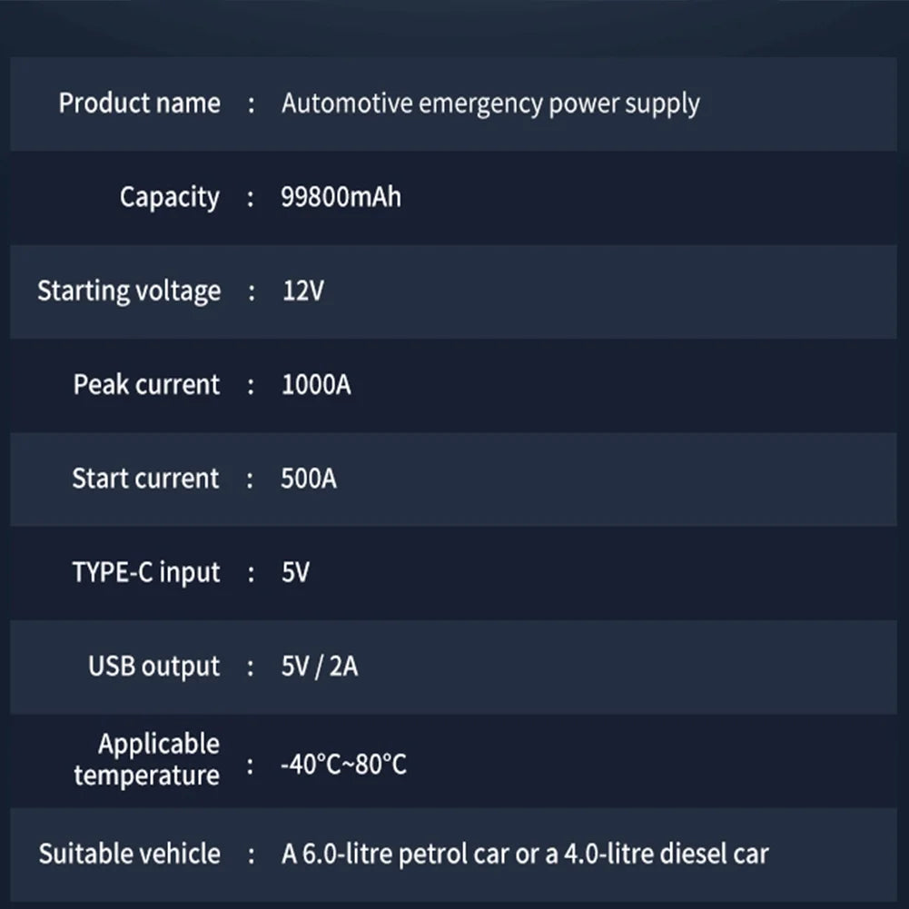 5000A Peak 12V Car Jump Starter with LCD Display V77038