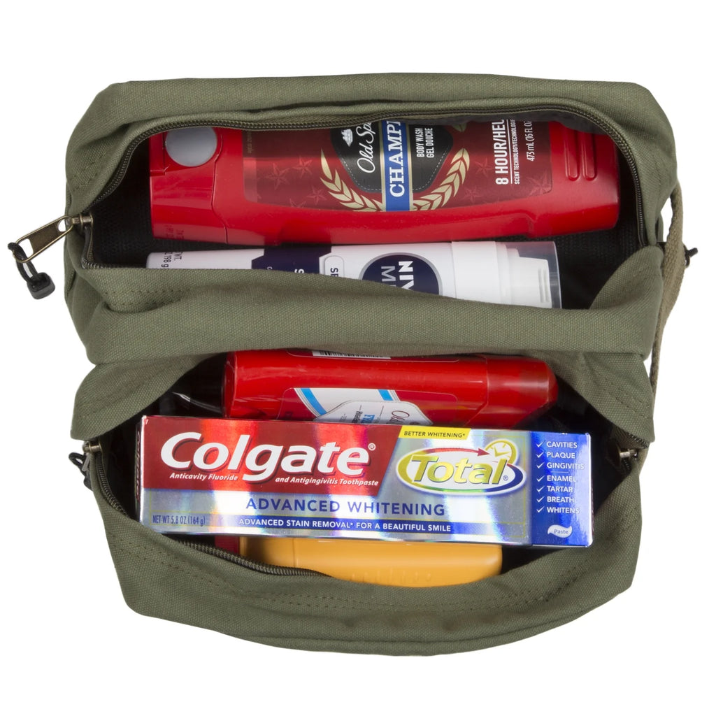 Olive Canvas Travel Toiletry Dopp Kit Bag V41236