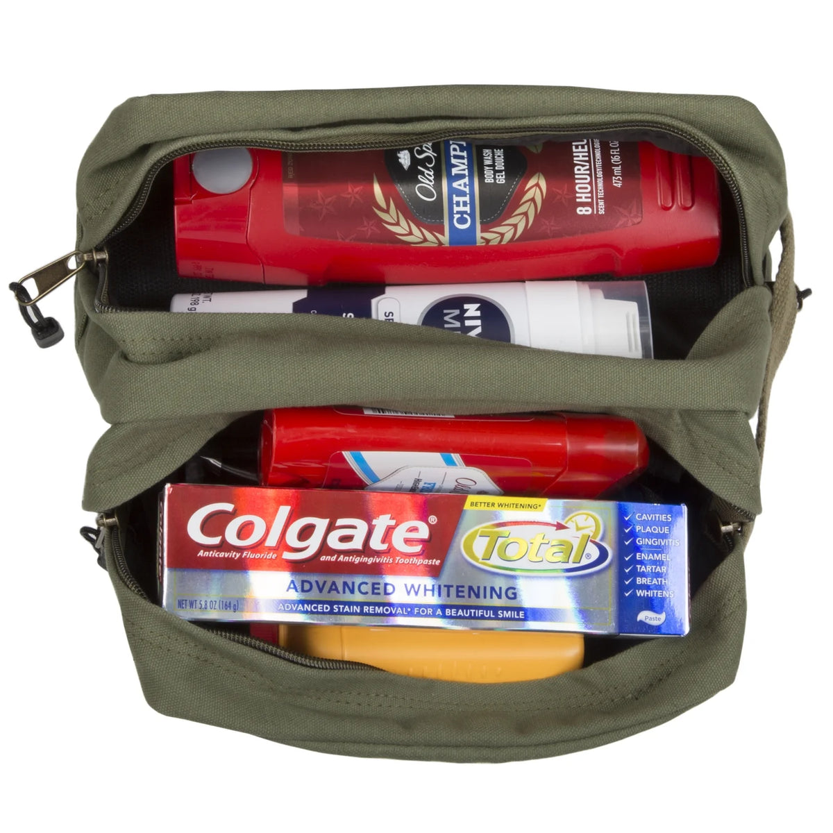 Olive Canvas Travel Toiletry Dopp Kit Bag V41236