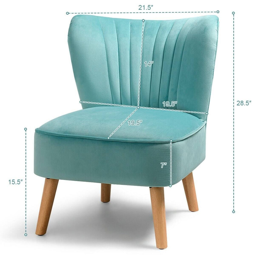 Green Velvet Armless Accent Chair S759