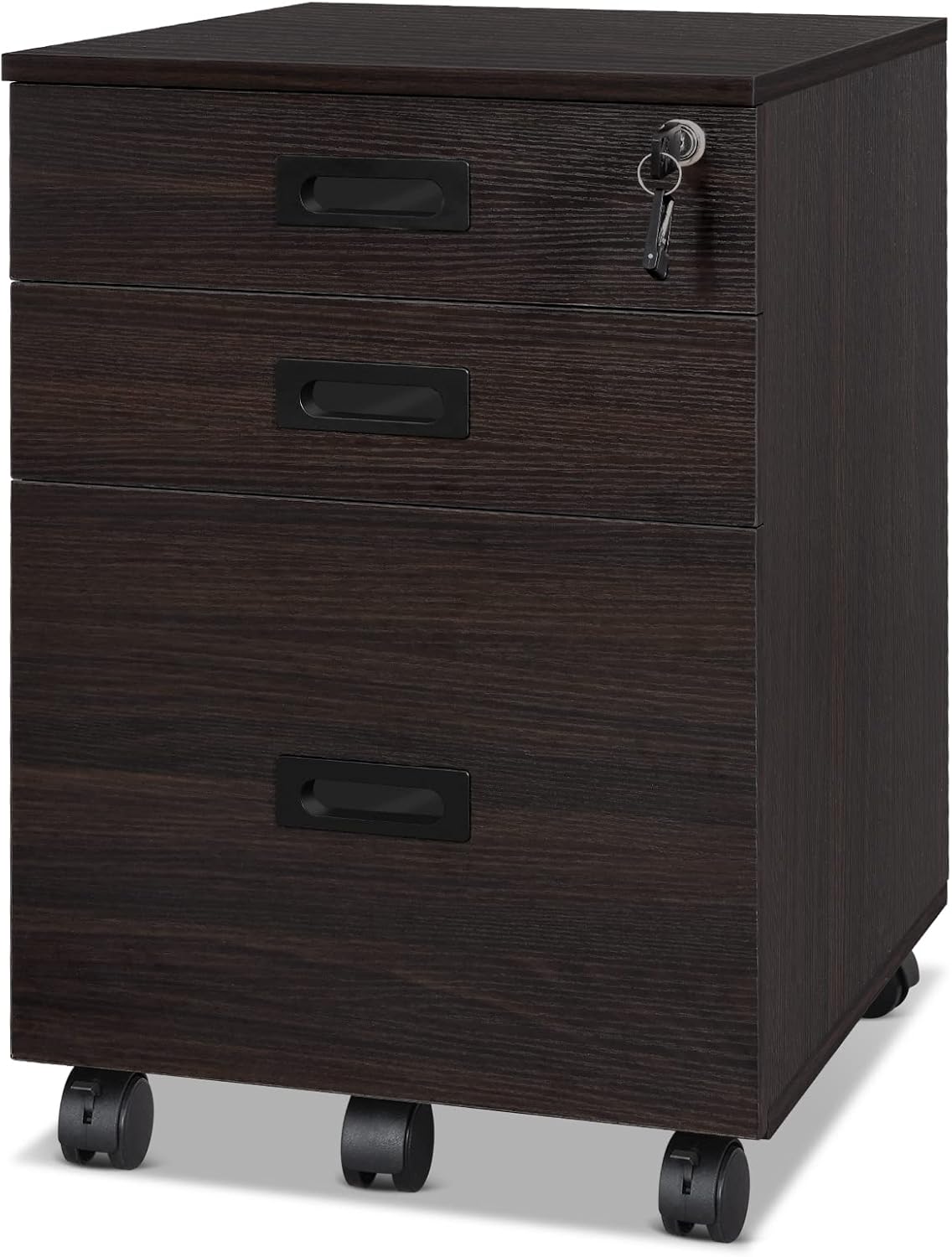 3 Drawer Mobile File Cabinet with Lock and Wheels O743