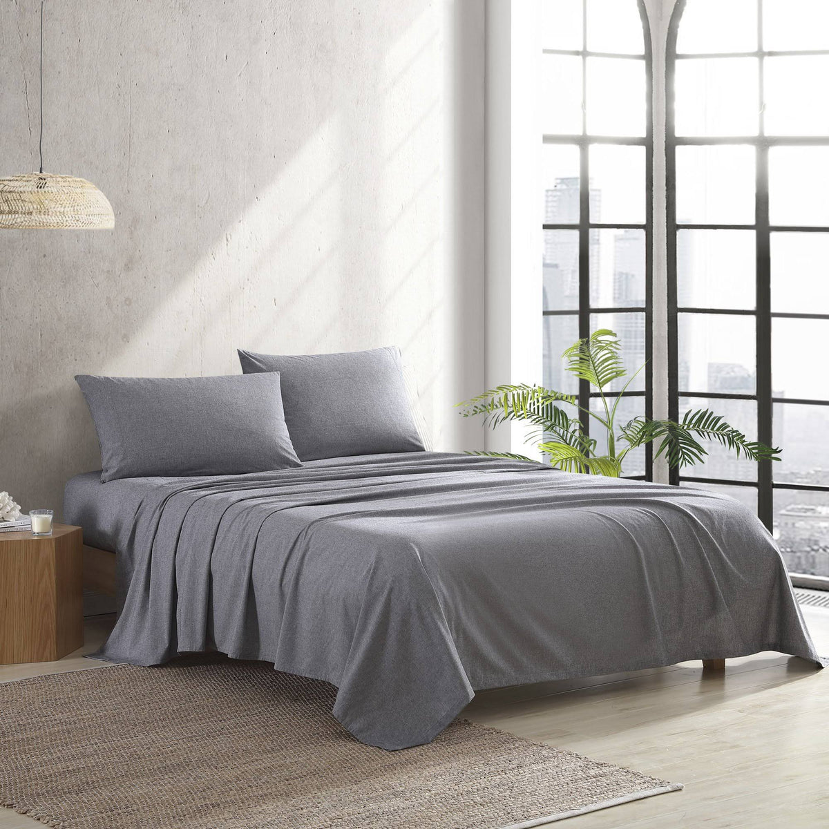 Recycled Fiber Heather Percale Cal King Sheet Set Z94945