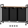 3 Pull Out Removable Laundry Sorter Bags Rolling Laundry Hamper with Wheels I340568