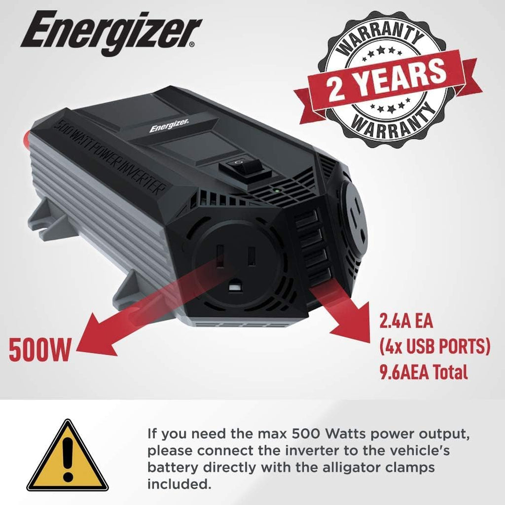 500 Watt Power Inverter, 12V DC to 110V AC, Modified Sine Wave, Pack of 2 S171701