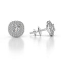 14K White Gold Diamond Stud Halo Earrings W3742