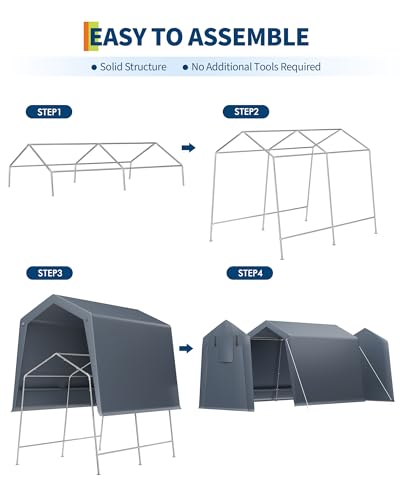7x10 FT Portable Outdoor Storage Shed with 2 Roll-Up Zipper Doors Y142078