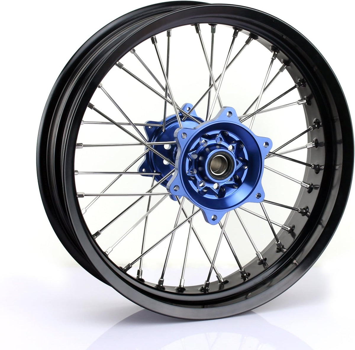 17" X 4.25" Supermoto Rear Complete Wheel Set Rim Spokes Blue Hub P227106