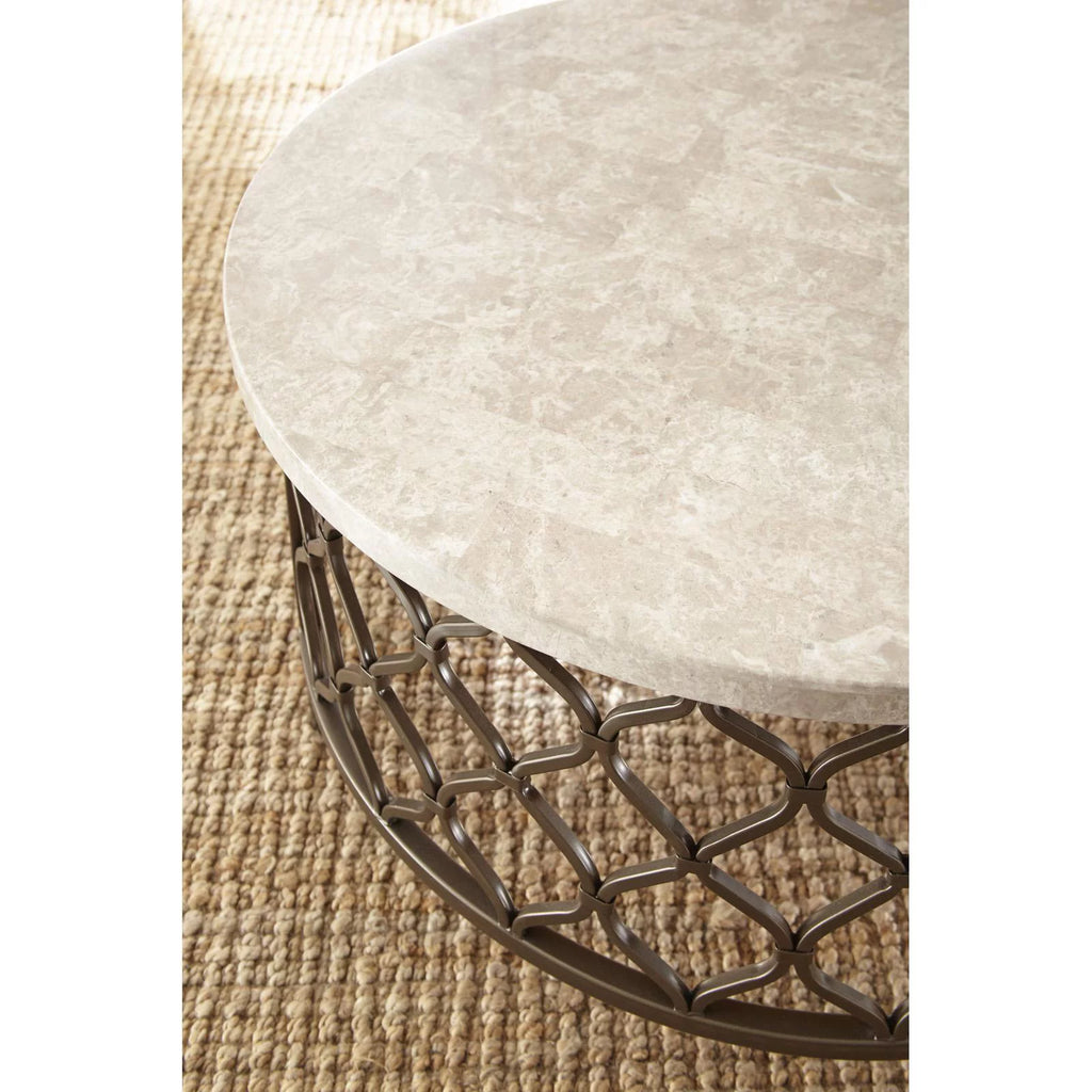 Round Metal Base Coffee Table with White Stone Top N21990