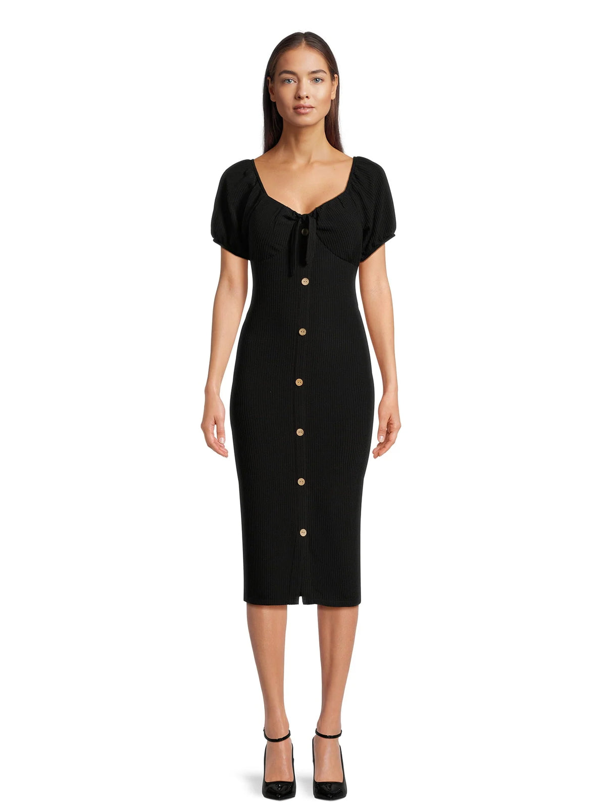 Knit Dress with Short Puff Sleeves N40718