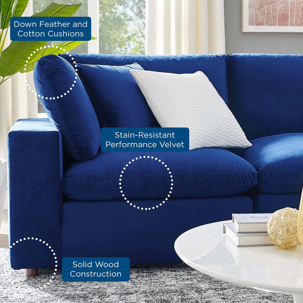 Blue Navy Velvet Sectional Sofa Set F657434