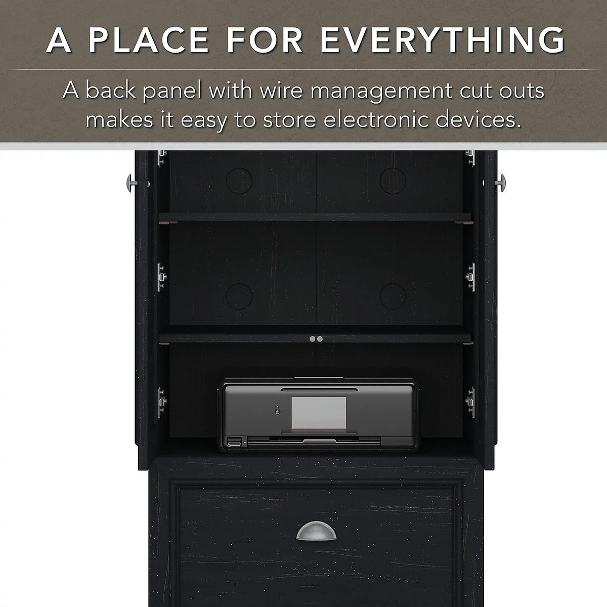 Black L Shaped Desk with Hutch and Storage C30032