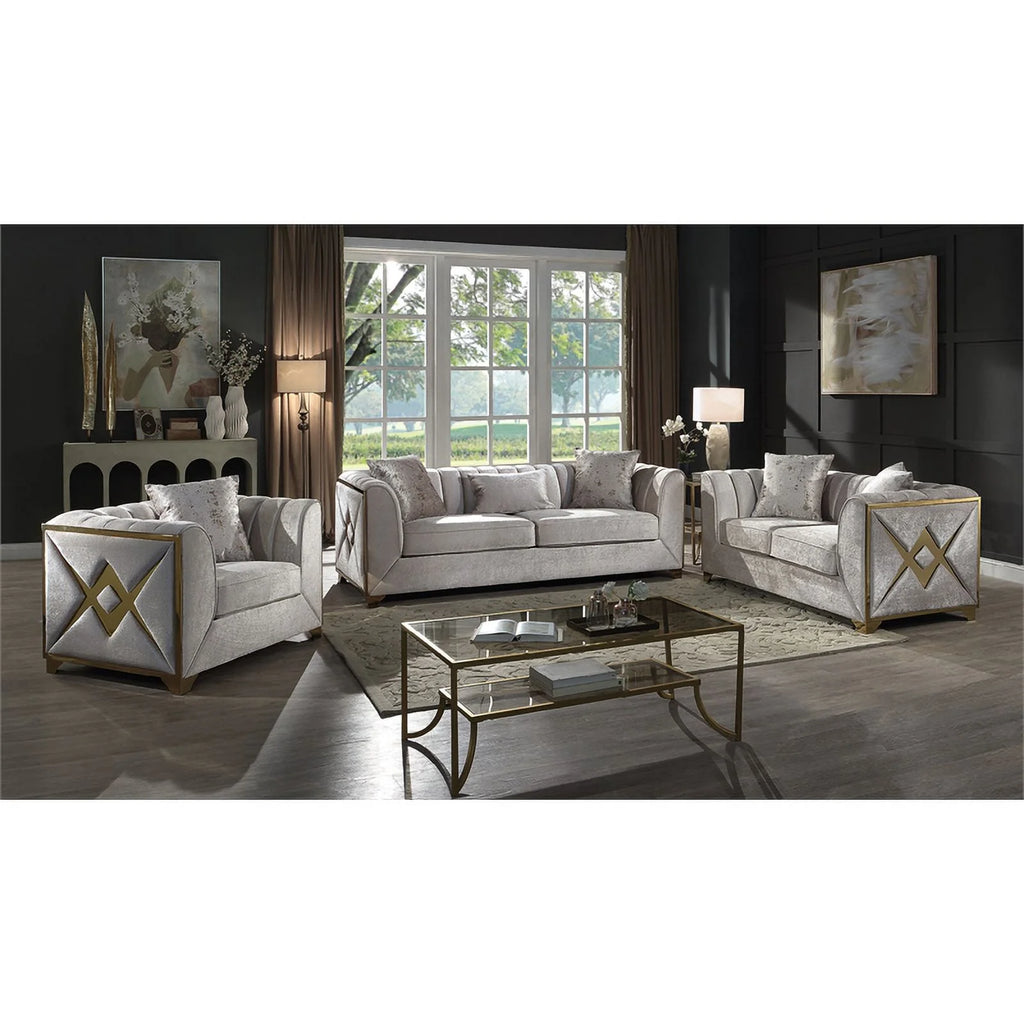 2 PC Wood Living Room Set in Cream G459479