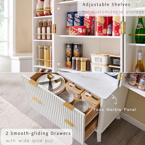 72" Dark Grey Wood Pantry Cabinet with 10 Door Shelves & 2 Drawers L198