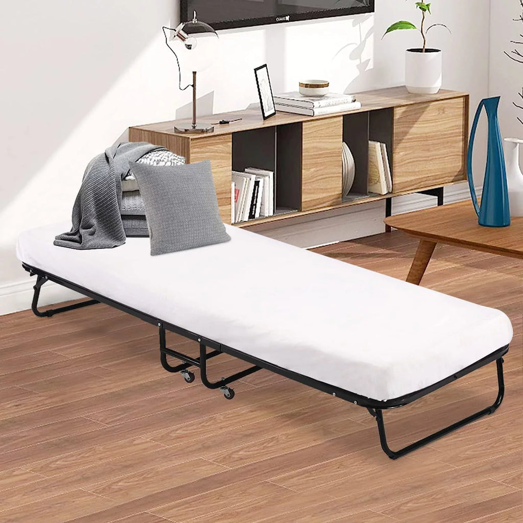 Folding Guest Bed with 4 inch Mattress Twin Size V1000