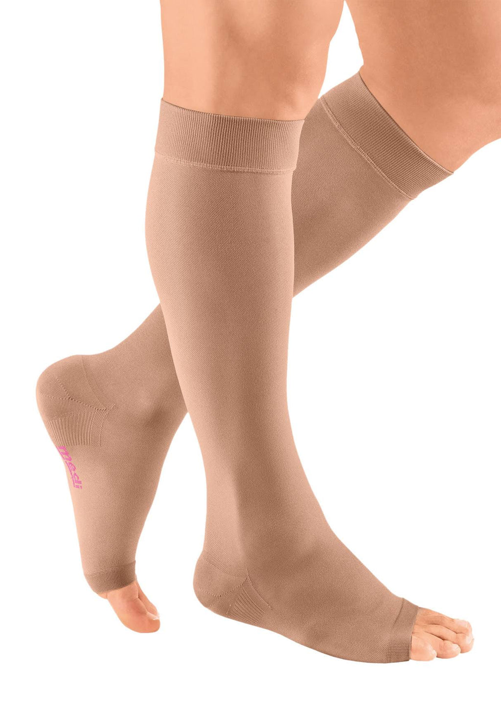 Calf High Open Toe Beige Compression Stockings G1704