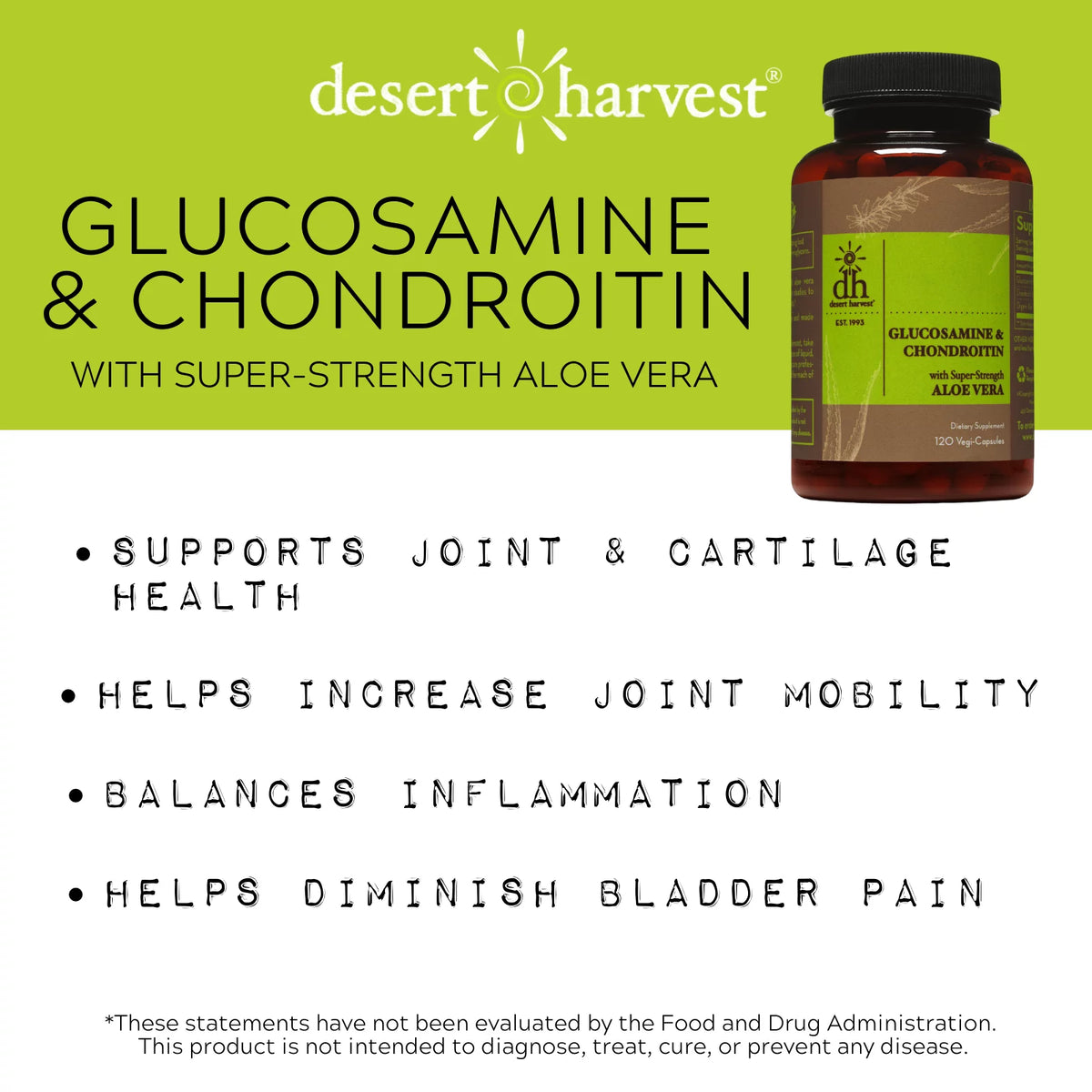 Glucosamine & Chondroitin Supplement with Aloe Vera - 120 Capsules O6583