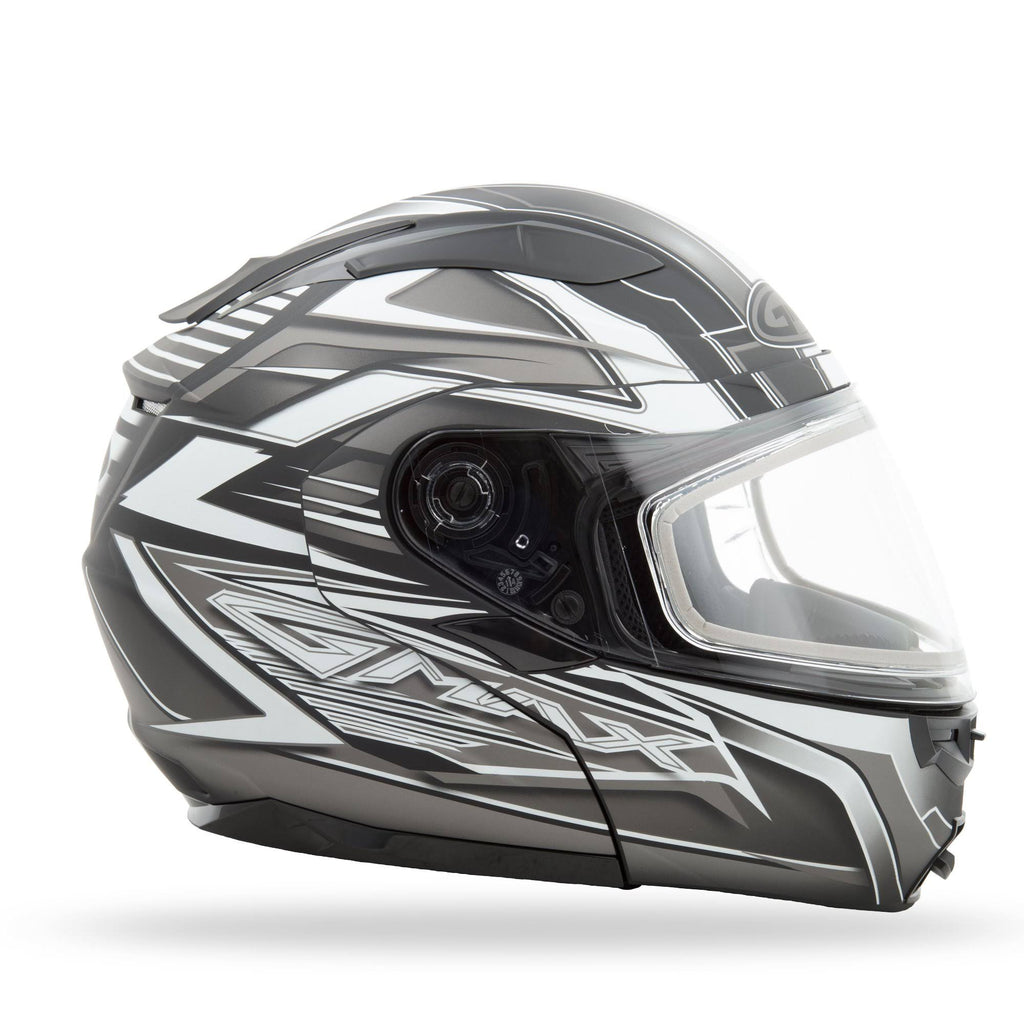 Matte Black White Modular Snow Helmet V825