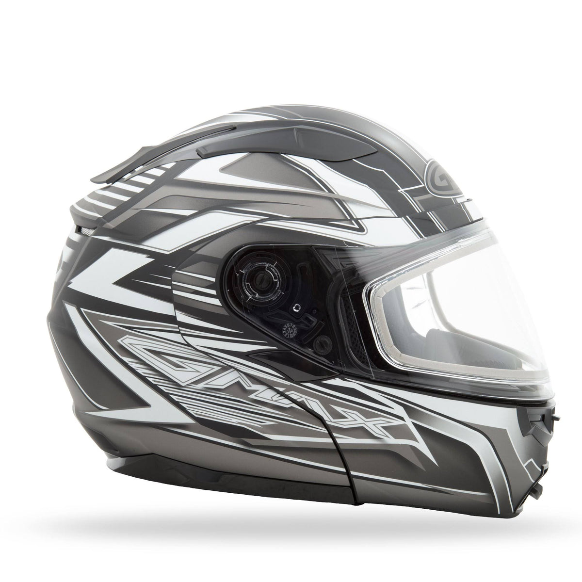 Matte Black White Modular Snow Helmet V825