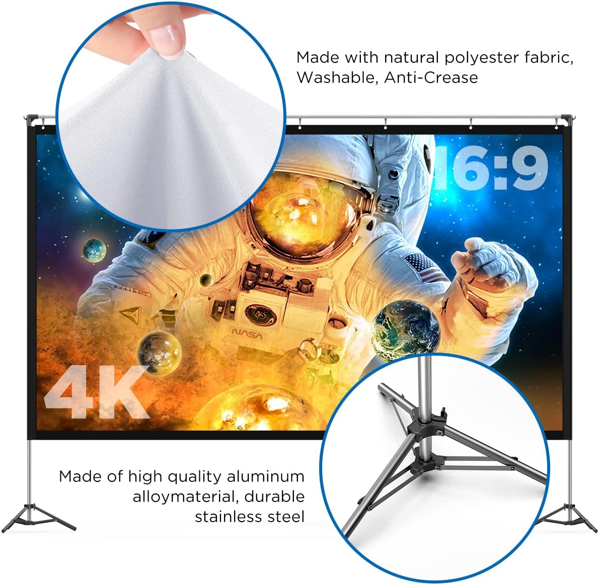 120 inch Portable Projector Screen with Stand and Carry Bag L92590