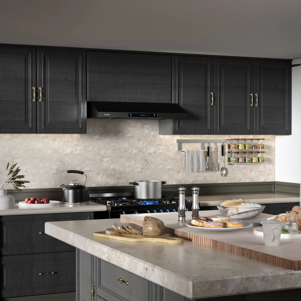 Black Teflon Stainless Steel Under Cabinet Range Hood Y6922