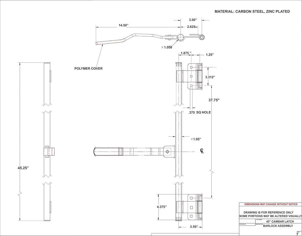 Zinc Cargo Trailer Door CamBar Latch Hinge & Mounting Hardware G4106