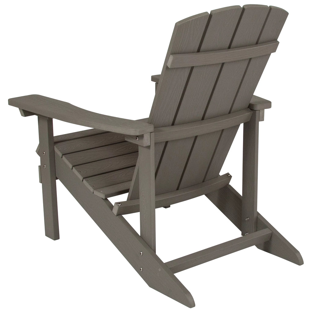 Set of 2 Gray All-Weather Poly Resin Adirondack Chairs G190461