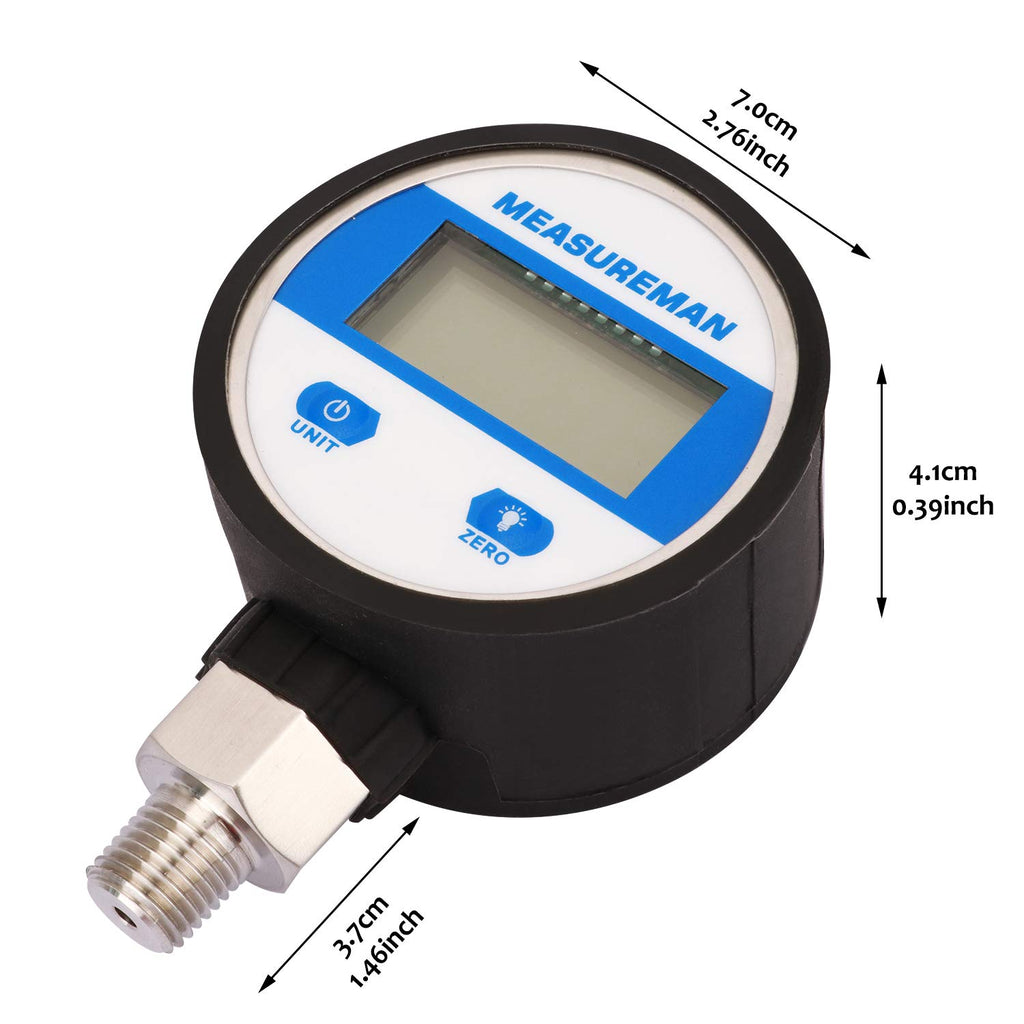 2-1/2" Digital Industrial Vacuum Gauge, Stainless Steel, -15psi, Pack of 2 A39210