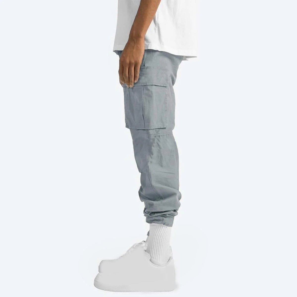 Mens Cargo Sweat Pants Relaxed Fit Baggy Joggers with Zipper Pockets J265