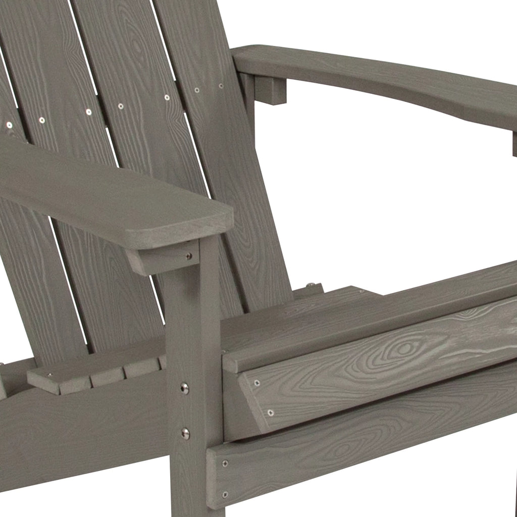 Set of 2 Gray All-Weather Poly Resin Adirondack Chairs G190461