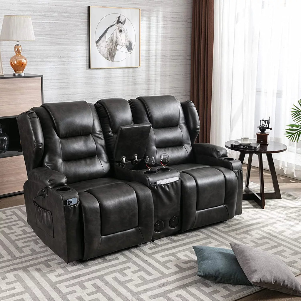Electric Power Recline Sofa with Console Q46078
