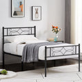 Twin Size Black Metal Platform Bed Frame with Headboard X44191