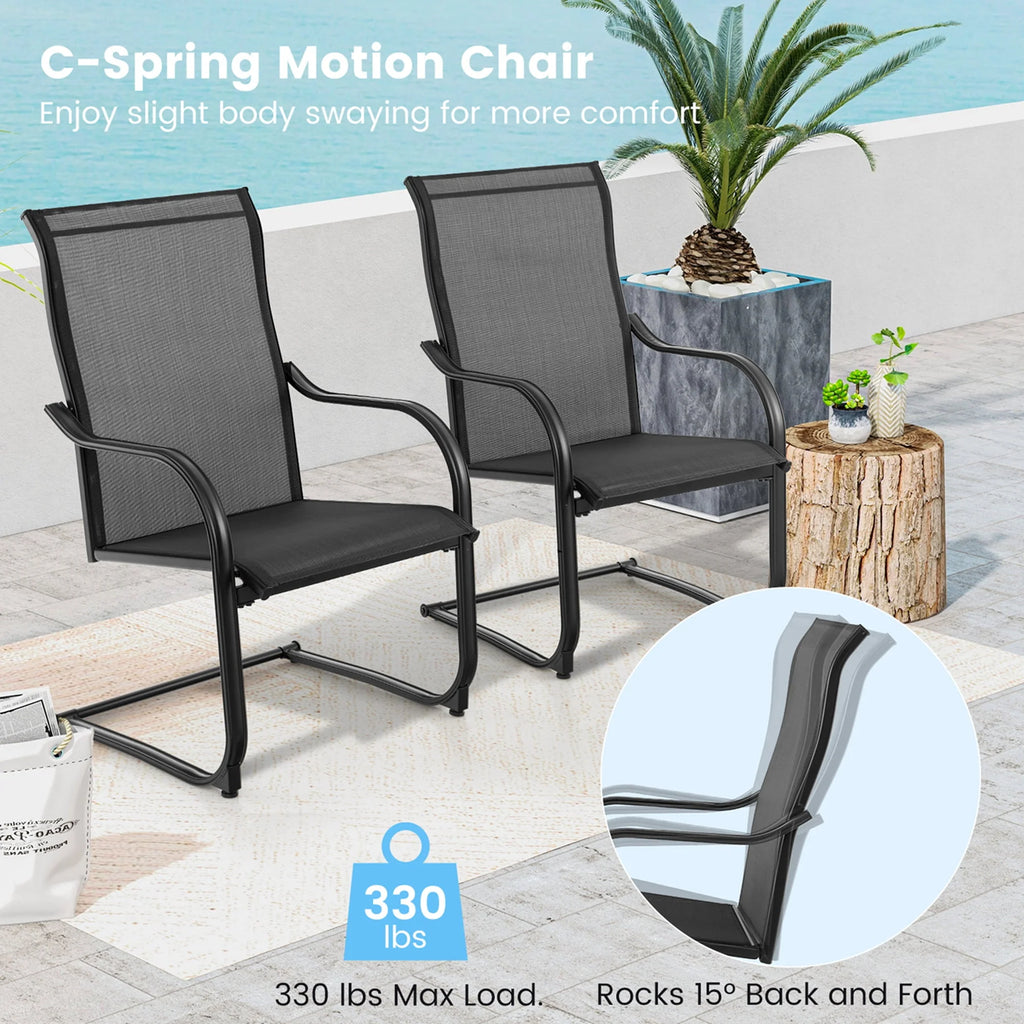 2pcs Black C-Spring Patio Dining Chairs Q653