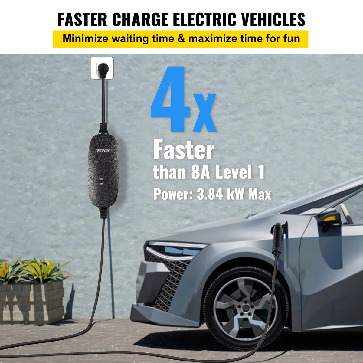 16 Amp Portable Level 2 EV Charger with 25 ft Cable D199