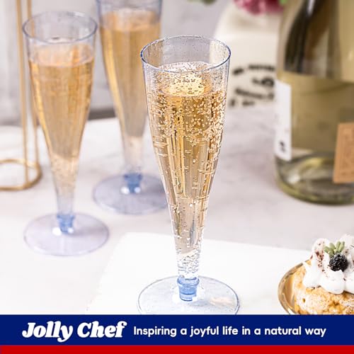 100 Pack 4.5 oz Clear Plastic Champagne Flutes H428