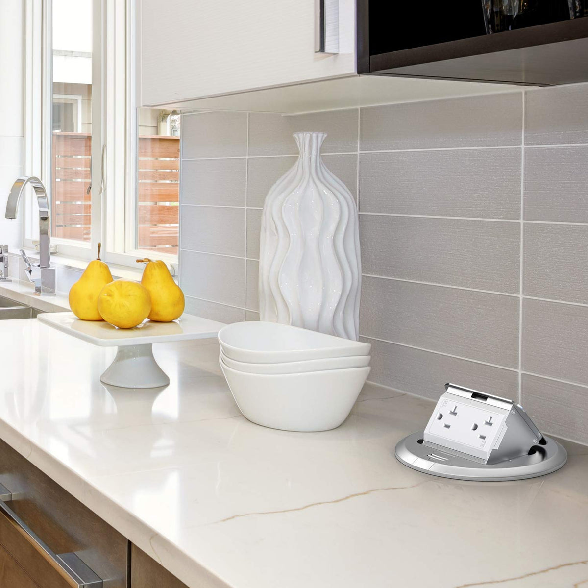 Silver Pack of 2 Pop Up Floor Outlet Box with 20 Amp Tamper-Resistant Receptacle I37753