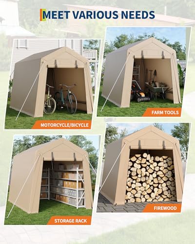 7x10 FT Portable Outdoor Storage Shed with 2 Roll-Up Zipper Doors Y142078