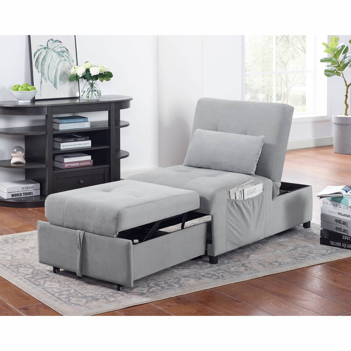 Grey Upholstered Futon Chair G6023
