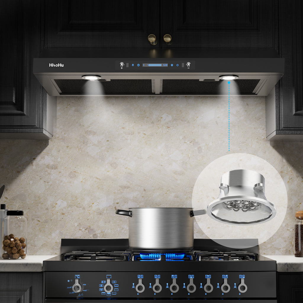 Black Teflon Stainless Steel Under Cabinet Range Hood Y6922